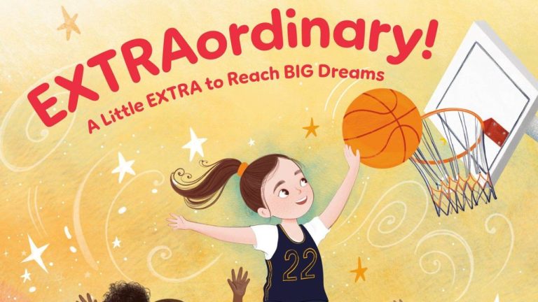 This cover image released by Random House Books for Young Readers shows "EXTRAordinary! A Little EXTRA to Reach BIG Dreams" by Caitlin Clark, illustrated by Adriana Predoi. (Random House Books for Young Readers via AP)