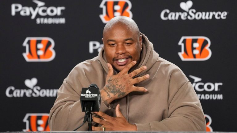 Cincinnati Bengals' Dexter Lawrence II speaks during an NFL press conference, Monday, April 20, 2026, in Cincinnati. (Jeff Dean/AP)