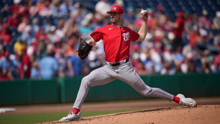 Washington Nationals' Jake Eder plays during a spring training baseball game, Thursday, Feb. 26, 2026, in Clearwater. (Matt Slocum/AP)