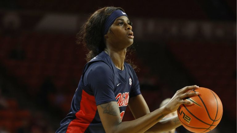 Mississippi forward Latasha Lattimore during an NCAA basketball game on Thursday, Jan. 8, 2026, in Norman, Okla. (Garett Fisbeck/AP Photo)