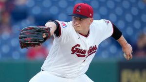 Cleveland Guardians' Parker Messick pitches in the first inning of a baseball game against the Baltimore Orioles in Cleveland, Thursday, April 16, 2026. (Sue Ogrocki/AP)