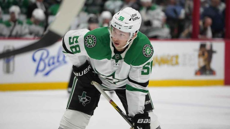Dallas Stars left wing Michael Bunting (58) in the second period of an NHL hockey game. (David Zalubowski/AP)