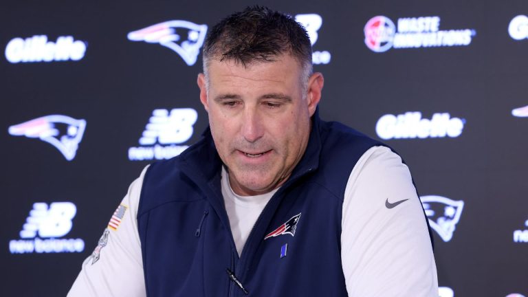 New England Patriots head coach Mike Vrabel speaks during an NFL football press conference, Tuesday, April 21, 2026, in Foxborough, Mass. (Mark Stockwell/AP)