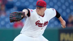 Cleveland Guardians' Parker Messick pitches in the first inning of a baseball game against the Baltimore Orioles in Cleveland, Thursday, April 16, 2026. (Sue Ogrocki/AP)
