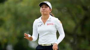 Jeeno Thitikul, of Thailand, waves after making a putt on the 13th hole during the second round of the Chevron Championship LPGA golf tournament Friday, April 24, 2026, in Houston. (Ashley Landis/AP)