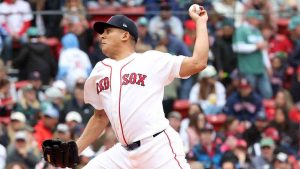 Boston Red Sox pitcher Ranger Suarez throws during the fourth inning of a baseball game against the Houston Astros, Sunday, May 3, 2026, in Boston. (Mark Stockwell/AP)