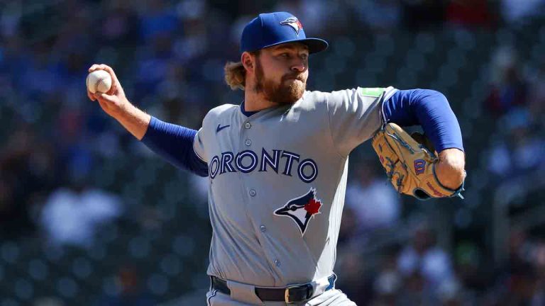 Toronto Blue Jays relief pitcher Spencer Miles delivers against the Minnesota Twins during the ninth inning of a baseball game, Saturday, May 2, 2026, in Minneapolis. (Matt Krohn/AP)