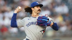 Toronto Blue Jays pitcher Dylan Cease throws during the first inning of a baseball game against the New York Yankees, Tuesday, May 19, 2026, in New York. (Heather Khalifa/AP)