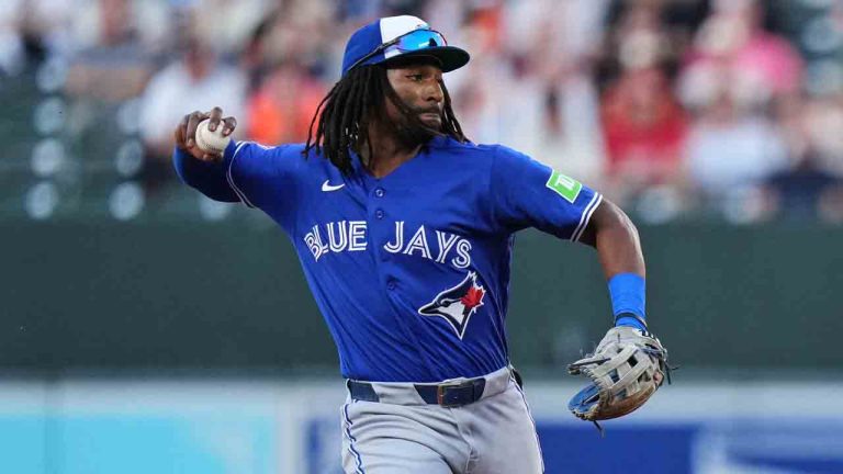 Toronto Blue Jays second baseman Charles McAdoo throws to first after forcing out Baltimore Orioles' Taylor Ward at second base during a double play in the first inning of a baseball game, Friday, May 29, 2026, in Baltimore. (Stephanie Scarbrough/AP)
