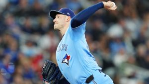 Toronto Blue Jays pitcher Patrick Corbin (46) works against the Tampa Bay Rays during first inning MLB baseball action in Toronto on Tuesday, May 12, 2026. (Frank Gunn/CP)