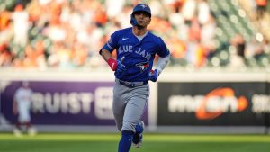 Toronto Blue Jays' Andrés Giménez rounds the bases after hitting a home run during the third inning of a baseball game against the Baltimore Orioles, Thursday, May 28, 2026, in Baltimore. (Stephanie Scarbrough/AP)