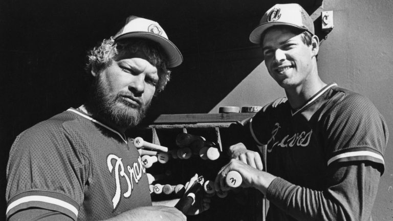 Atlanta Braves players Bob Horner, left, and Dale Murphy pose for a photo in Atlanta in 1978. (Louie Favorite/Atlanta Journal-Constitution via AP, File)