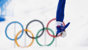 Individual Neutral Athletes' Hanna Huskova (16) competes during the women's freestyle skiing aerials finals at the 2026 Winter Olympics, in Livigno, Italy, Wednesday, Feb. 18, 2026. (Julia Demaree Nikhinson/AP)