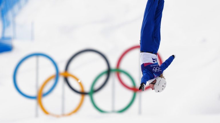Individual Neutral Athletes' Hanna Huskova (16) competes during the women's freestyle skiing aerials finals at the 2026 Winter Olympics, in Livigno, Italy, Wednesday, Feb. 18, 2026. (Julia Demaree Nikhinson/AP)