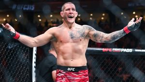 Middleweight fighter Marc-Andre Barriault reacts following a win at a UFC event. (Graham Hughes/CP)