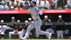 Toronto Blue Jays right fielder Nathan Lukes (38) during the first inning of a baseball game, Sunday, May 31, 2026, in Baltimore. (Gail Burton/AP)