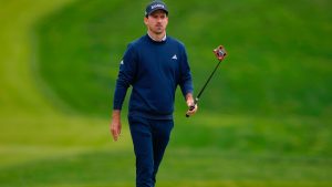 Nick Taylor, of Canada, watches his shot on the 10th green during the second round of the PGA Championship golf tournament at Aronimink Golf Club, Friday, May 15, 2026, in Newtown Square, PA. (AP/Matt Slocum)