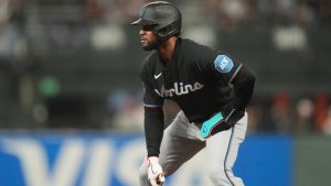 Miami Marlins' Otto Lopez during a baseball game against the San Francisco Giants in San Francisco, Friday, April 24, 2026. (Jeff Chiu/AP)