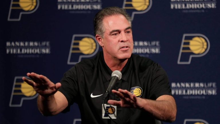 Indiana Pacers president of basketball operations Kevin Pritchard speaks during a press conference discussing the NBA basketball team's season in Indianapolis, Tuesday, May 1, 2018. (Michael Conroy/AP)