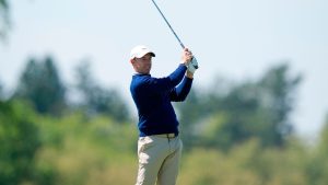 Rory McIlroy, of Northern Ireland, hits from the third fairway during a PGA Championship golf tournament practice round at Aronimink Golf Club, Tuesday, May 12, 2026, in Newtown Square, PA. (Matt Slocum/AP)