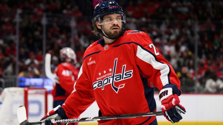 Washington Capitals defenceman Timothy Liljegren (27) in action during the second period of an NHL hockey game against the Boston Bruins, Saturday, March 14, 2026, in Washington. (Nick Wass/AP)