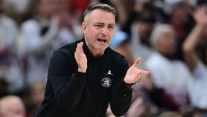 Toronto Raptors head coach Darko Rajakovic claps on the bench during the second half in Game 5 of a first-round NBA Playoffs series against the Cleveland Cavaliers, Wednesday, April 29, 2026, In Cleveland. (AP/David Dermer)