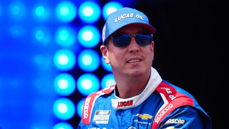 Kyle Busch is introduced during the NASCAR All-Star race at Dover Motor Speedway, Sunday, May 17, 2026, in Dover, Del. (Derik Hamilton/AP)