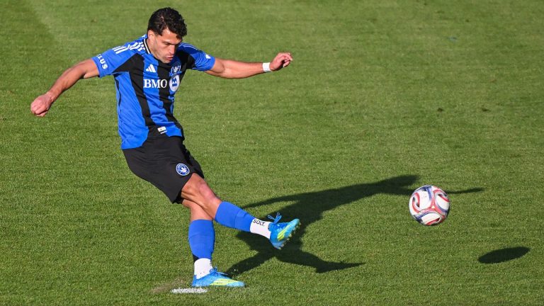 CF Montreal's Daniel Rios scores from the penalty spot during second half MLS soccer action against Orlando City SC in Montreal, Saturday, May 9, 2026. THE CANADIAN PRESS/Graham Hughes