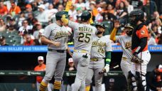 Rooker’s three-run homer helps the A’s to a win over the Orioles