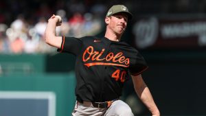 Baltimore Orioles pitcher Chris Bassitt throws during the first inning of a game against the Washington Nationals, Saturday, May 16, 2026, in Washington. (Terrance Williams/AP)