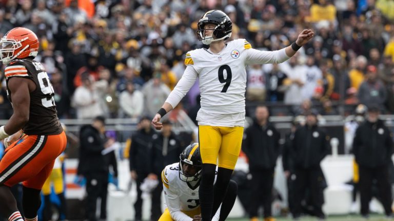 Pittsburgh Steelers place kicker Chris Boswell kicks a field goal during an NFL game, Sunday, Dec. 28, 2025, in Pittsburgh. (Matt Durisko/AP)