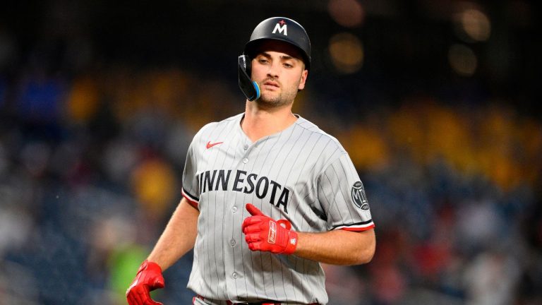 Minnesota Twins' Matt Wallner in action during a baseball game against the Washington Nationals, Wednesday, May 6, 2026, in Washington. (Nick Wass/AP)