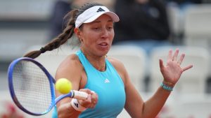 United States' Jessica Pegula returns the ball to Switzerland's Rebeka Masarova, during their match at the Italian Open tennis tournament in Rome, Sunday, May 10, 2026. (Andrew Medichini/AP)