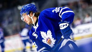 Toronto Marlies defenceman Ben Danford skates during warmup ahead of Game 3 during the Calder Cup Playoffs against the Cleveland Monsters. (Barry McCluskey/Toronto Marlies)
