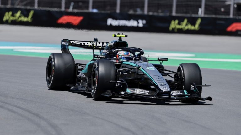 Kimi Antonelli of Italy makes a turn during practice for the Canadian Formula One Grand Prix at the Circuit Gilles Villeneuve in Montreal, Friday, May 22, 2026. (Adam Hunger/AP)