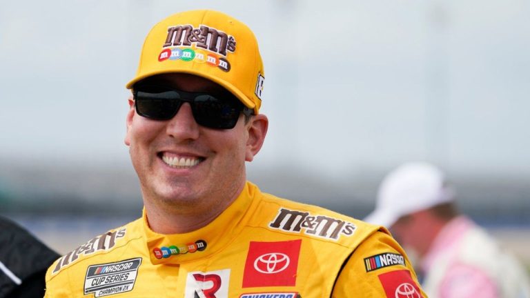 Kyle Busch waits for the start of a NASCAR Xfinity Series auto race Saturday, June 19, 2021, in Lebanon, Tenn. (Mark Humphrey/AP)