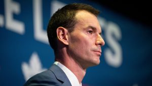 New Toronto Maple Leafs general manager John Chayka speaks during a press conference in Toronto on Monday, May 4, 2026. (Arlyn McAdorey/THE CANADIAN PRESS)