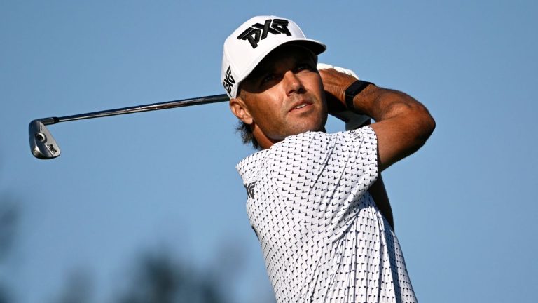 Eric Cole tees off on the eighth hole while playing the North Course at Torrey Pines during the second round of the Farmers Insurance Open golf tournament Friday, Jan. 30, 2026, in San Diego. (Denis Poroy/AP Photo)