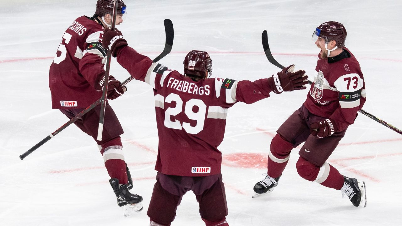 Vilmanis scores twice as Latvia stuns U.S. at hockey worlds