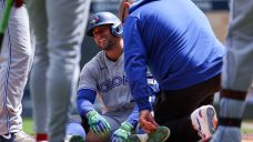 Blue Jays’ George Springer leaves game after being hit on foot by pitch