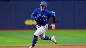 Toronto Blue Jays' Kazuma Okamoto, of Japan, runs to third base on a single by Jesus Sanchez off Tampa Bay Rays pitcher Nick Martinez during the first inning of a baseball game Monday, May 4, 2026, in St. Petersburg, Fla. (Chris O'Meara/AP Photo)