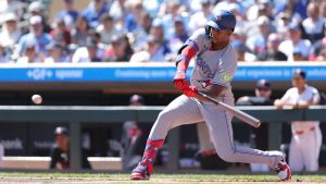 Toronto Blue Jays' Jesus Sanchez hits a single during the first inning of a baseball game against the Minnesota Twins, Sunday, May 3, 2026, in Minneapolis. (Bailey Hillesheim/AP)