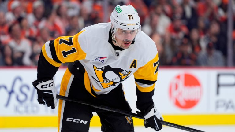 Pittsburgh Penguins' Evgeni Malkin plays during Game 6 in the first round of the NHL hockey Stanley Cup playoffs series Wednesday, April 29, 2026, in Philadelphia. (Matt Slocum/AP)