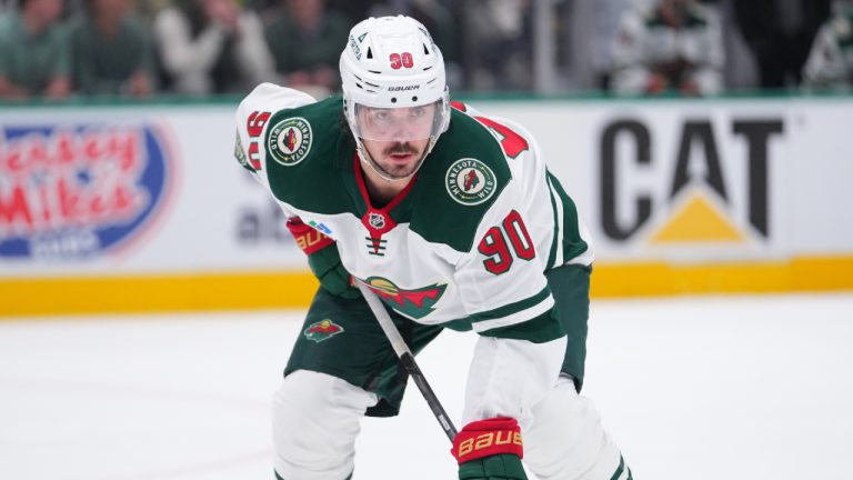 Minnesota Wild left wing Marcus Johansson looks on during the second period in Game 5 of a first-round NHL Stanley Cup playoffs hockey series between the Dallas Stars and the Minnesota Wild, Tuesday, April 28, 2026, in Dallas. (Julio Cortez/AP)