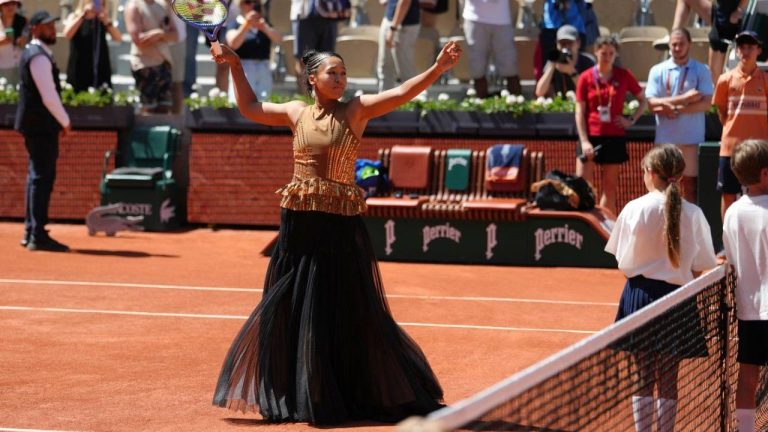 Naomi Osaka of Japan gestures before the first round women's singles tennis match against Laura Siegemund of Germany at the French Open tennis tournament in Paris, Tuesday, May 26, 2026. (Aurelien Morissard/AP)