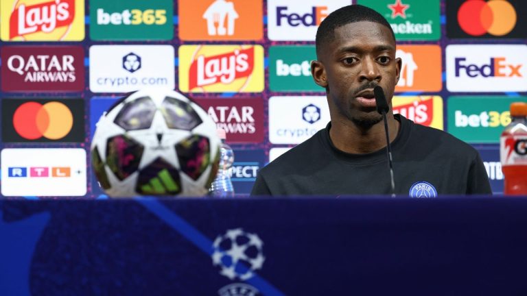 Paris Saint-Germain's Ousmane Dembele meets the media ahead of the Champions League final soccer match between Paris Saint-Germain (PSG) and Arsenal, in Budapest, Friday 29, 2026. (Franck Fife/Pool Photo via AP)