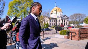 Former New England Patriots wide receiver Stefon Diggs arrives at Norfolk County District Court. (Charles Krupa/AP)
