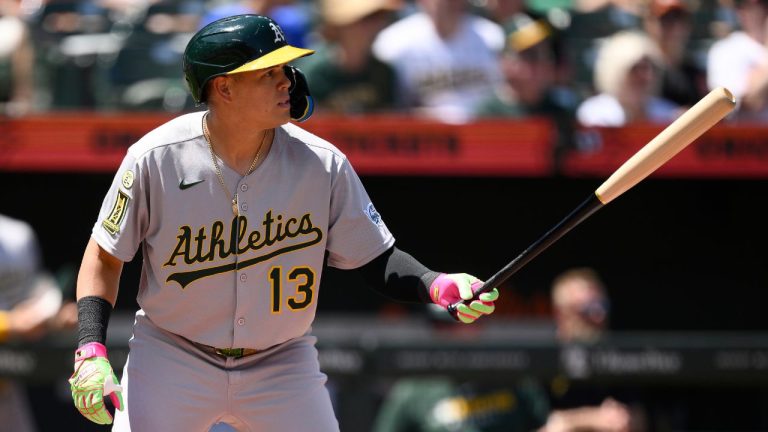 Athletics' Gio Urshela in action during a baseball game against the Baltimore Orioles, Sunday, Aug. 10, 2025, in Baltimore. (Nick Wass/AP)