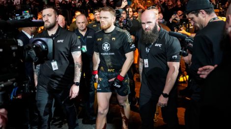 Australia's-Jack-Della-Maddalena-arrives-at-the-Octagon-ahead-of-a-UFC-welterweight-bout