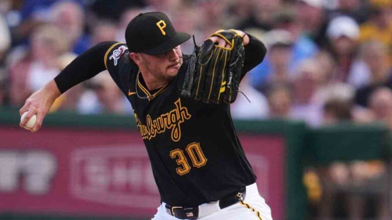 Pittsburgh Pirates pitcher Paul Skenes delivers during the first inning of a baseball game against the Los Angeles Dodgers in Pittsburgh, Tuesday, June 9, 2026. (Gene J. Puskar/AP)